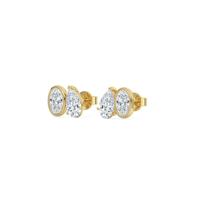 Yellow Gold / 2.91ct Lab Grown Diamond Toi et Moi Earrings