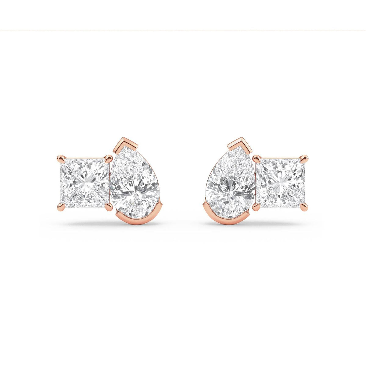 Rose Gold / 2.93ct Lab Grown Diamond Toi et Moi Earrings