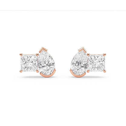 Rose Gold / 2.93ct Lab Grown Diamond Toi et Moi Earrings