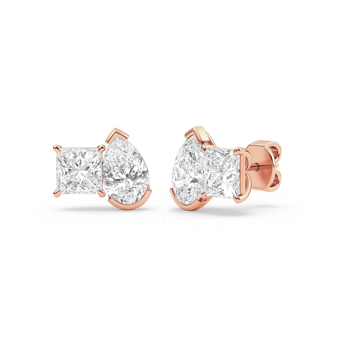 Rose Gold / 2.93ct Lab Grown Diamond Toi et Moi Earrings
