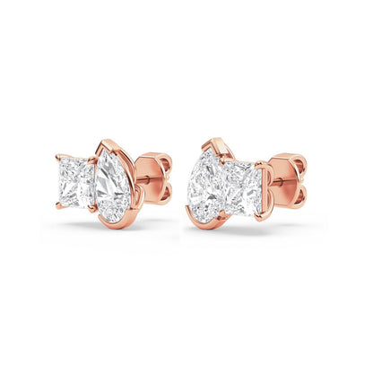 Rose Gold / 2.93ct Lab Grown Diamond Toi et Moi Earrings
