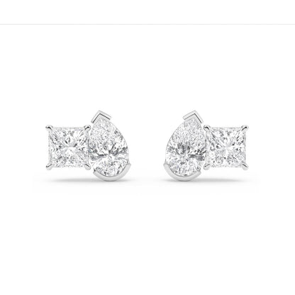 White Gold / 2.93ct Lab Grown Diamond Toi et Moi Earrings