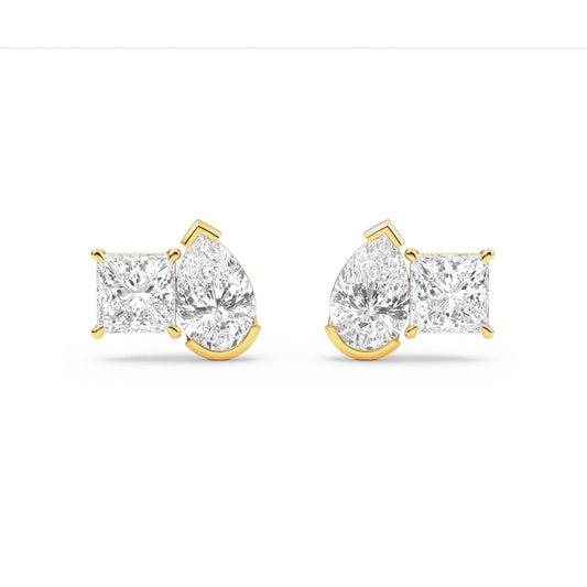 Yellow Gold / 2.93ct Lab Grown Diamond Toi et Moi Earrings