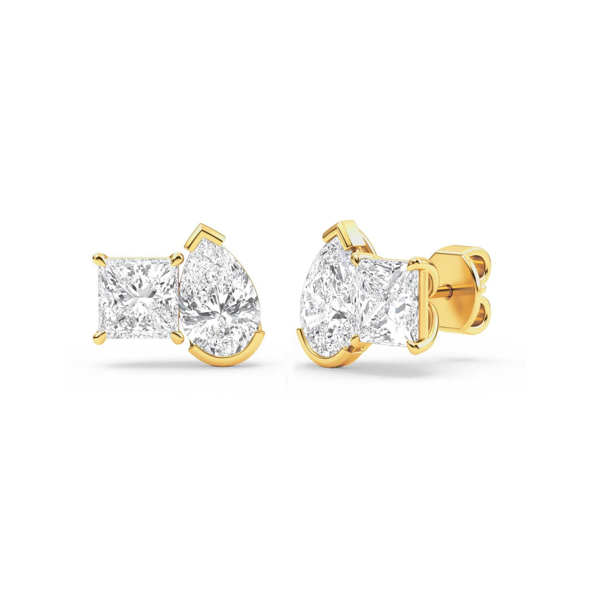 Yellow Gold / 2.93ct Lab Grown Diamond Toi et Moi Earrings