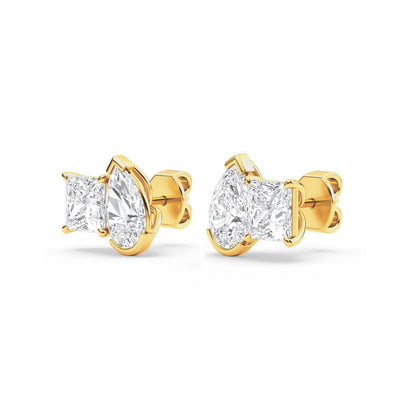 Yellow Gold / 2.93ct Lab Grown Diamond Toi et Moi Earrings