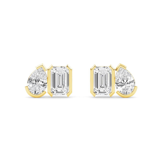 Yellow Gold / 2.34ct Lab Grown Diamond Toi et Moi Earrings
