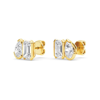 Yellow Gold / 2.34ct Lab Grown Diamond Toi et Moi Earrings