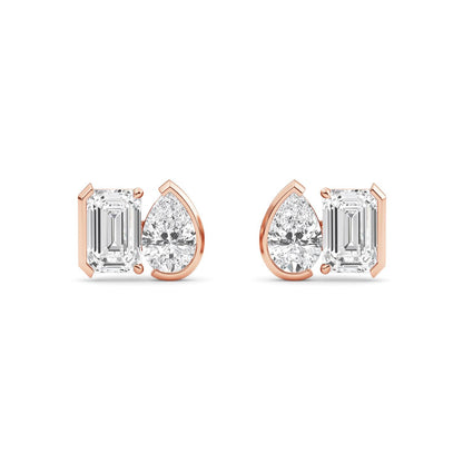 Rose Gold / 2.32ct Lab Grown Diamond Toi et Moi Earrings