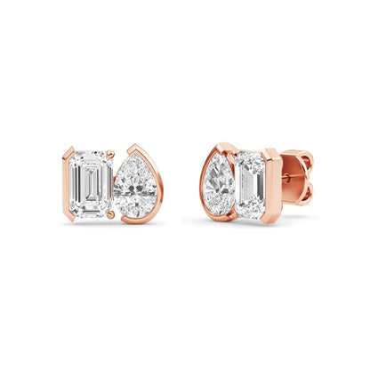 Rose Gold / 2.32ct Lab Grown Diamond Toi et Moi Earrings