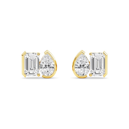 Yellow Gold / 2.32ct Lab Grown Diamond Toi et Moi Earrings