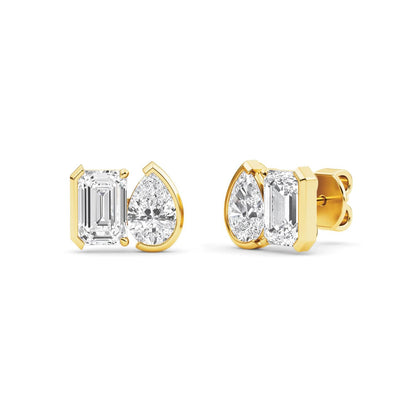 Yellow Gold / 2.32ct Lab Grown Diamond Toi et Moi Earrings
