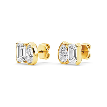 Yellow Gold / 2.32ct Lab Grown Diamond Toi et Moi Earrings