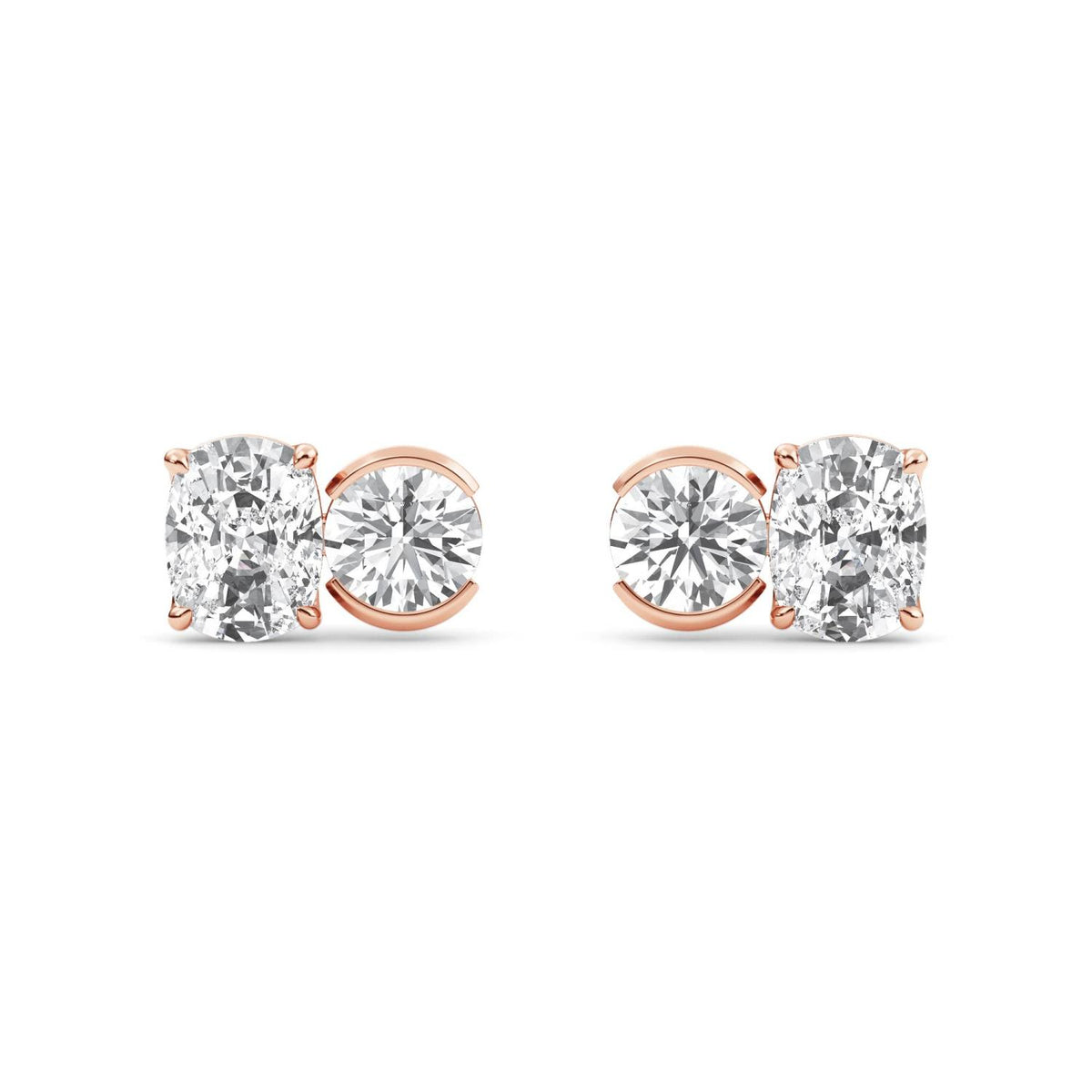 Rose Gold / 3.06ct Lab Grown Diamond Toi et Moi Earrings