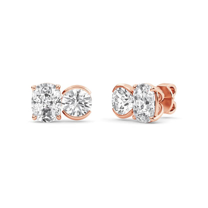 Rose Gold / 3.06ct Lab Grown Diamond Toi et Moi Earrings