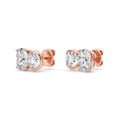 Rose Gold / 3.06ct Lab Grown Diamond Toi et Moi Earrings
