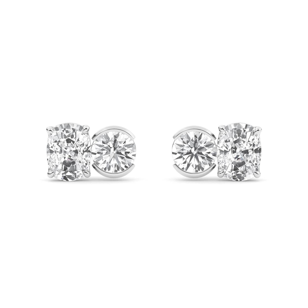 White Gold / 3.06ct Lab Grown Diamond Toi et Moi Earrings