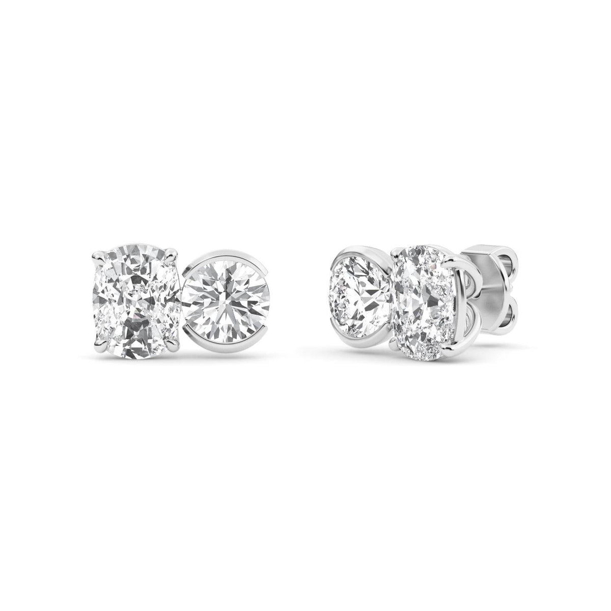White Gold / 3.06ct Lab Grown Diamond Toi et Moi Earrings