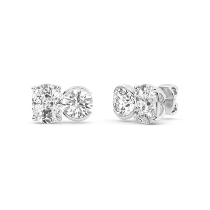 White Gold / 3.06ct Lab Grown Diamond Toi et Moi Earrings