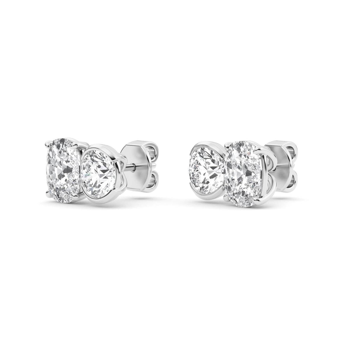 White Gold / 3.06ct Lab Grown Diamond Toi et Moi Earrings
