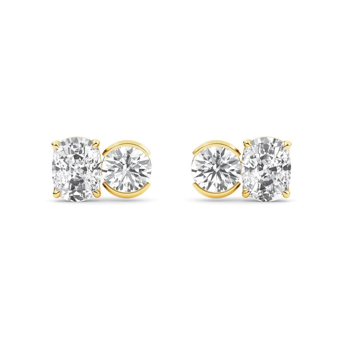 Yellow Gold / 3.06ct Lab Grown Diamond Toi et Moi Earrings