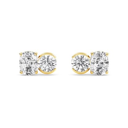 Yellow Gold / 3.06ct Lab Grown Diamond Toi et Moi Earrings