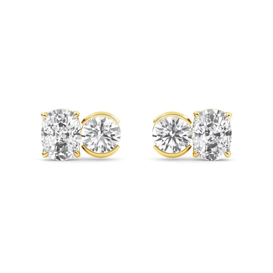 Yellow Gold / 3.06ct Lab Grown Diamond Toi et Moi Earrings