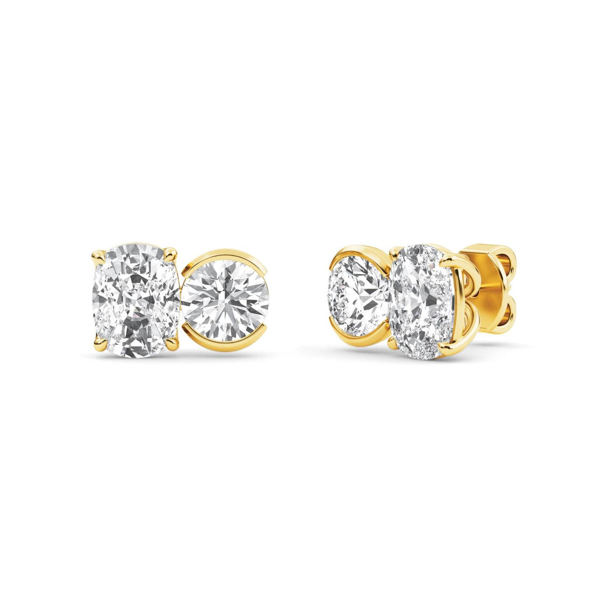 Yellow Gold / 3.06ct Lab Grown Diamond Toi et Moi Earrings