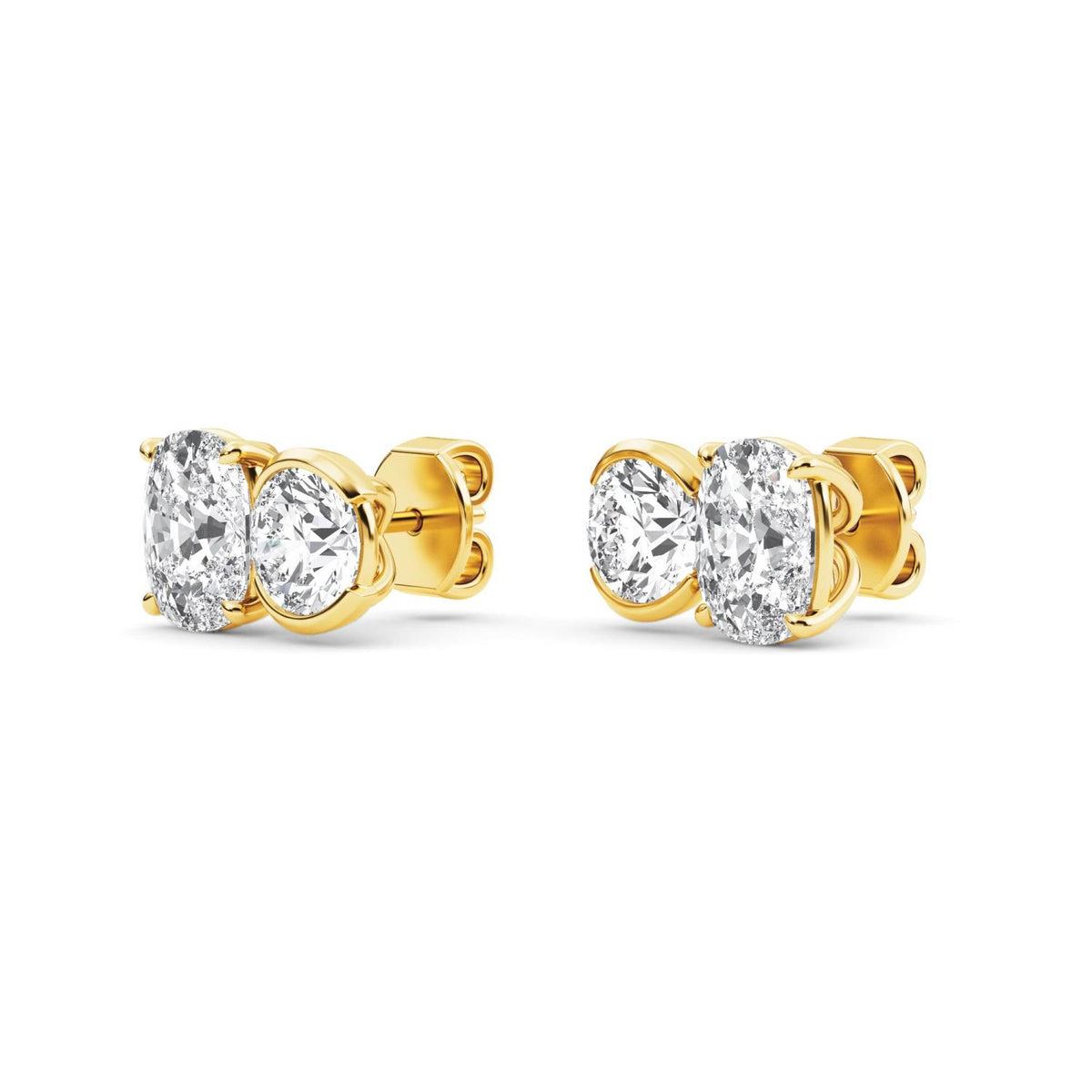 Yellow Gold / 3.06ct Lab Grown Diamond Toi et Moi Earrings