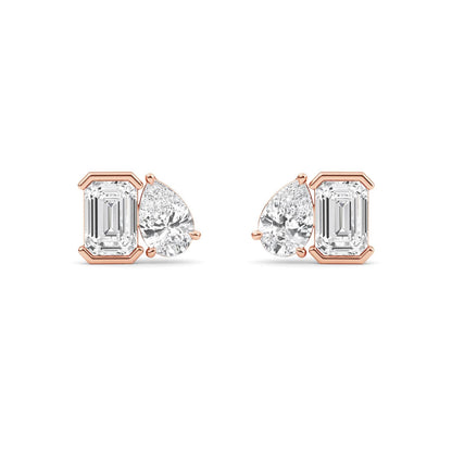 Rose Gold / 2.35ct Lab Grown Diamond Toi et Moi Earrings