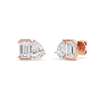 Rose Gold / 2.35ct Lab Grown Diamond Toi et Moi Earrings