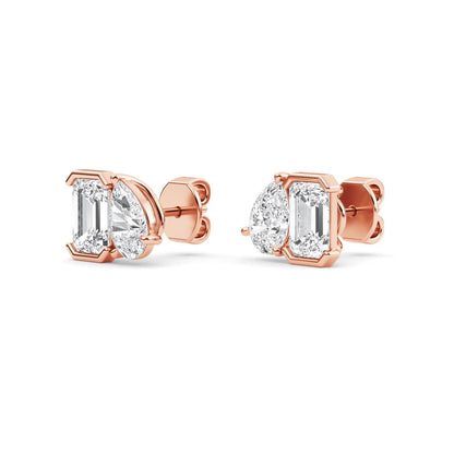 Rose Gold / 2.35ct Lab Grown Diamond Toi et Moi Earrings