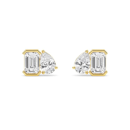 Yellow Gold / 2.35ct Lab Grown Diamond Toi et Moi Earrings