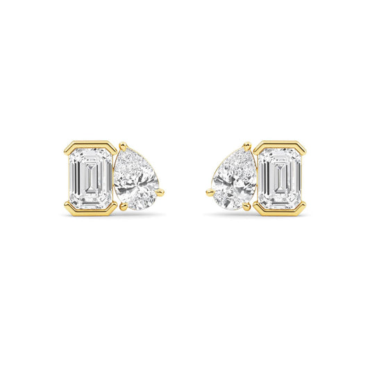 Yellow Gold / 2.35ct Lab Grown Diamond Toi et Moi Earrings