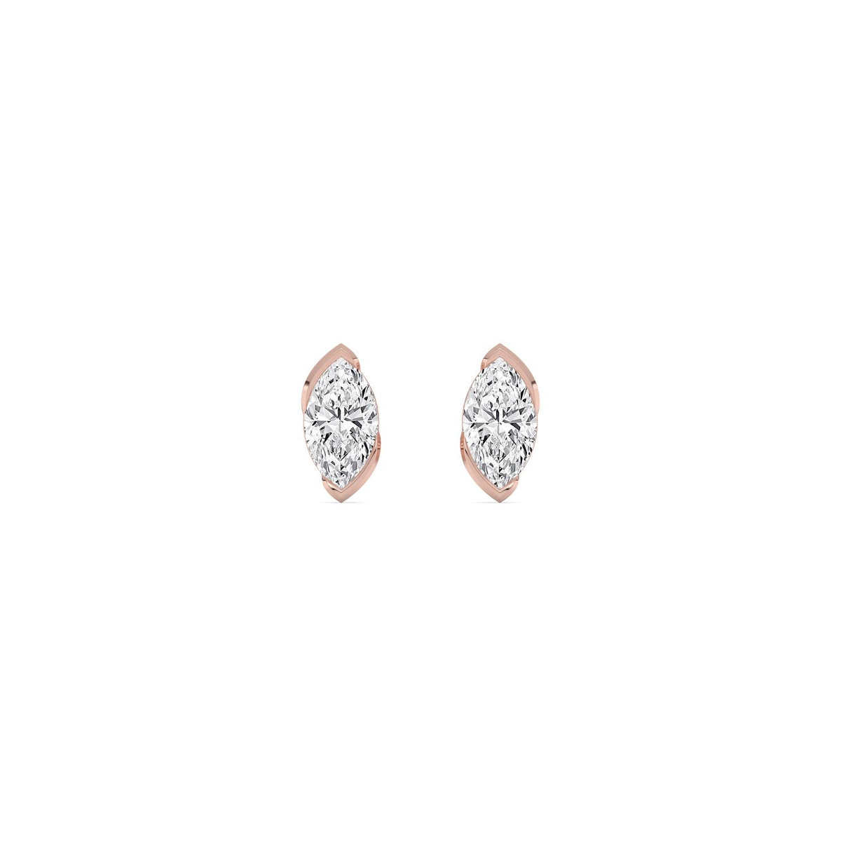 Rose Gold / 1.41ct Lab Grown Diamond Half Bezel Earrings