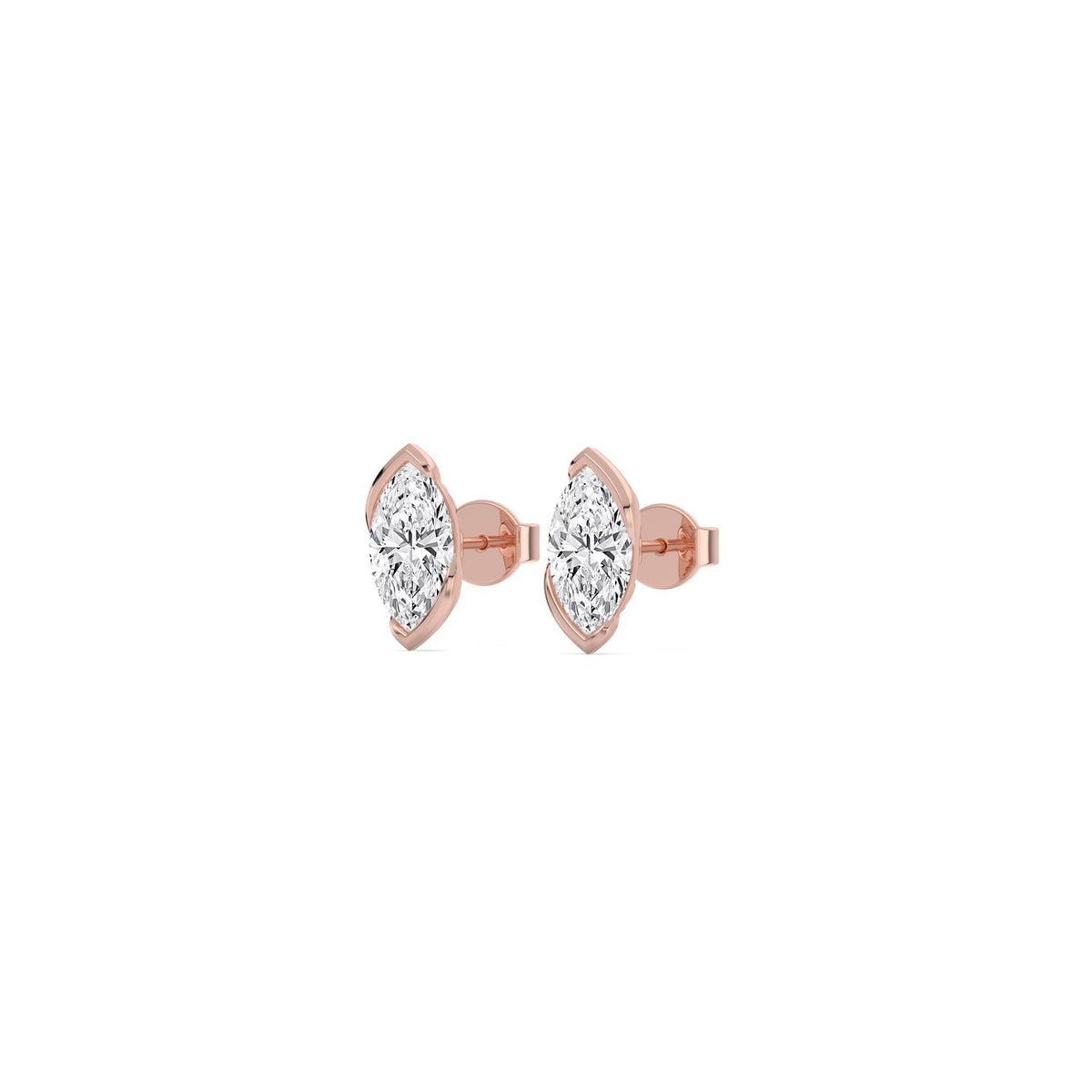 Rose Gold / 1.41ct Lab Grown Diamond Half Bezel Earrings