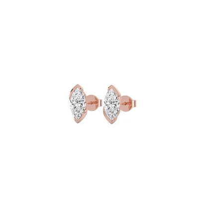Rose Gold / 1.41ct Lab Grown Diamond Half Bezel Earrings