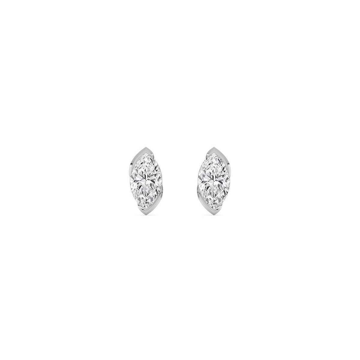 White Gold / 1.41ct Lab Grown Diamond Half Bezel Earrings