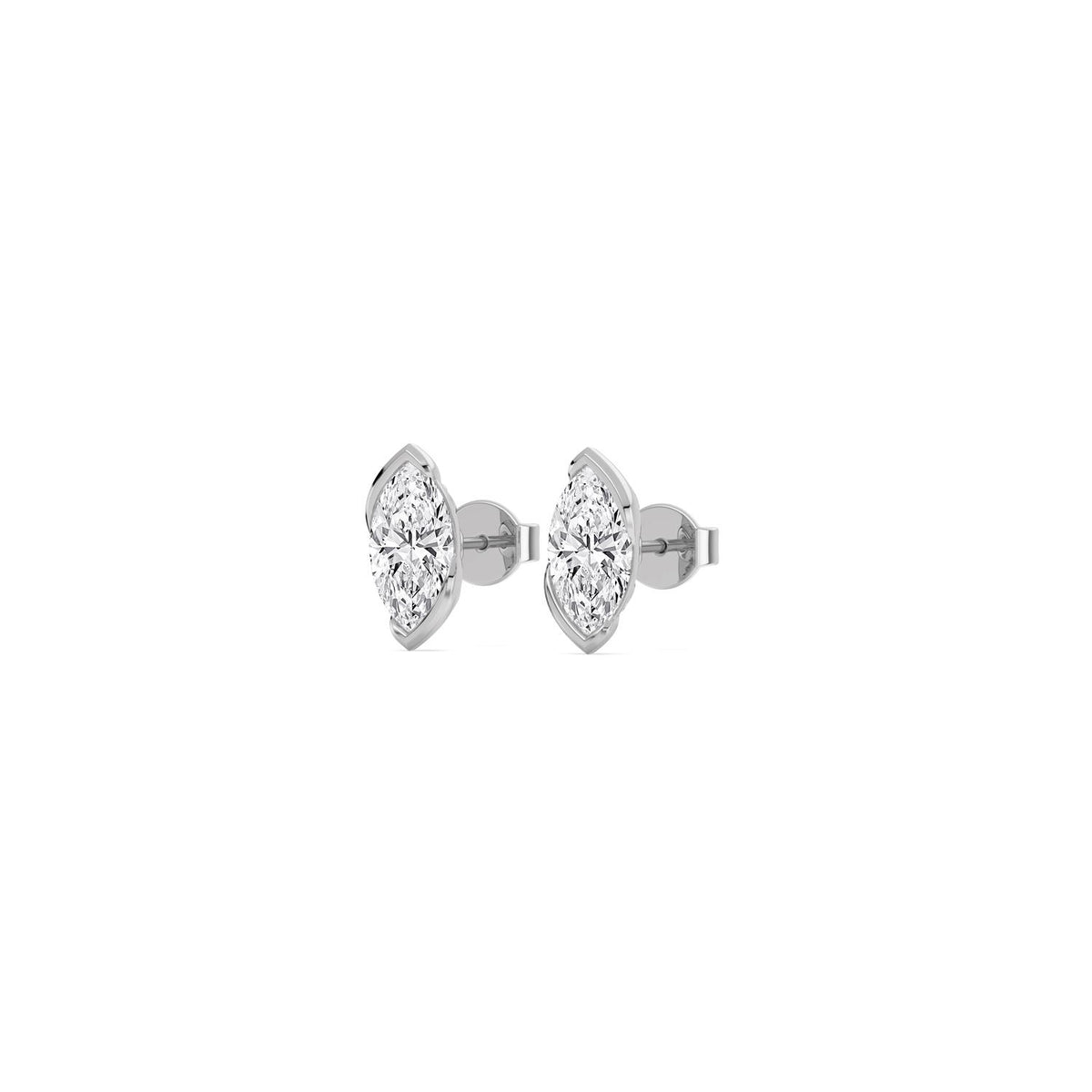 White Gold / 1.41ct Lab Grown Diamond Half Bezel Earrings