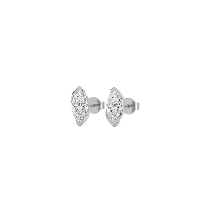 White Gold / 1.41ct Lab Grown Diamond Half Bezel Earrings
