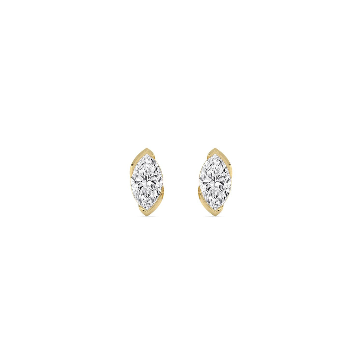 Yellow Gold / 1.41ct Lab Grown Diamond Half Bezel Earrings