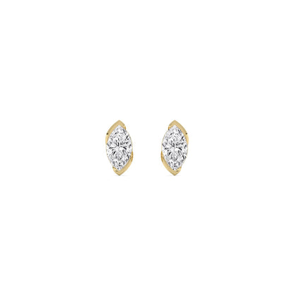 Yellow Gold / 1.41ct Lab Grown Diamond Half Bezel Earrings