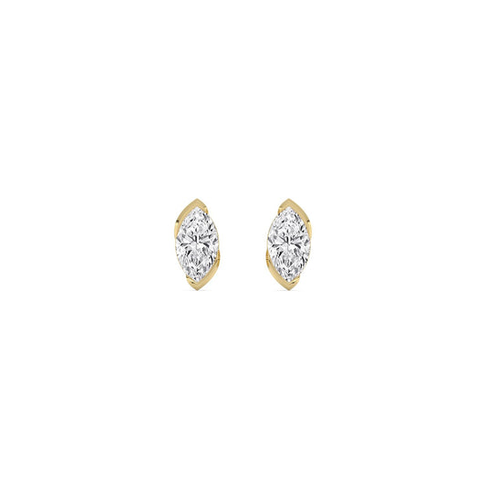 Yellow Gold / 1.41ct Lab Grown Diamond Half Bezel Earrings