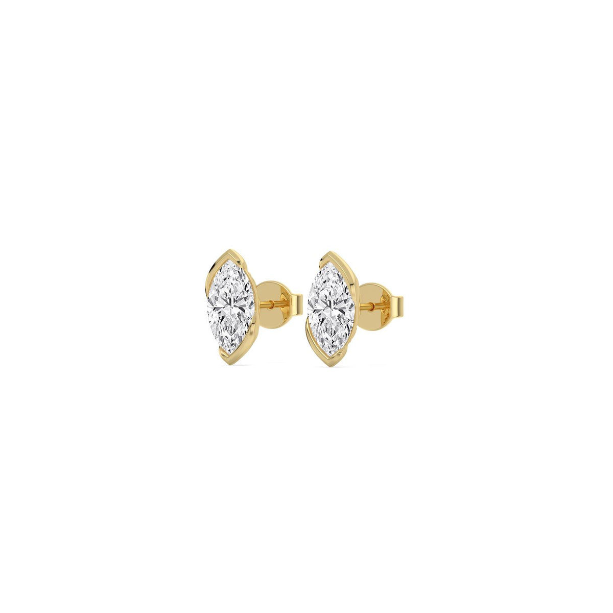 Yellow Gold / 1.41ct Lab Grown Diamond Half Bezel Earrings