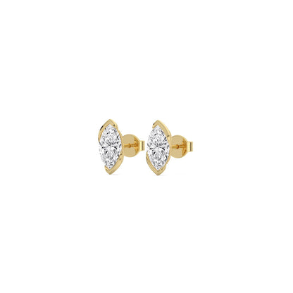 Yellow Gold / 1.41ct Lab Grown Diamond Half Bezel Earrings