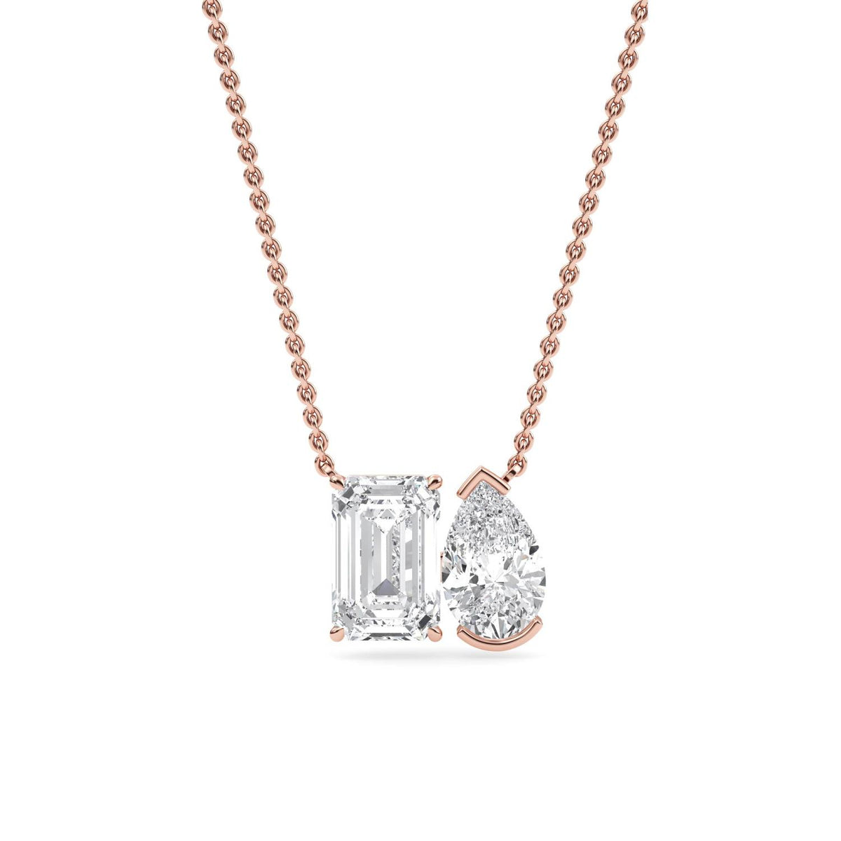 Rose Gold / Lab Grown Diamond Toi et Moi Pendant