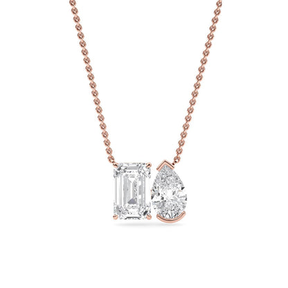 Rose Gold / Lab Grown Diamond Toi et Moi Pendant