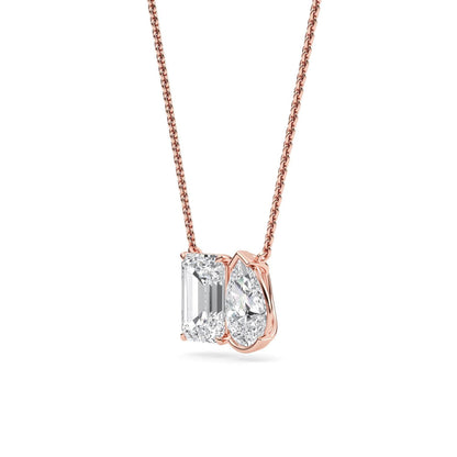 Rose Gold / Lab Grown Diamond Toi et Moi Pendant