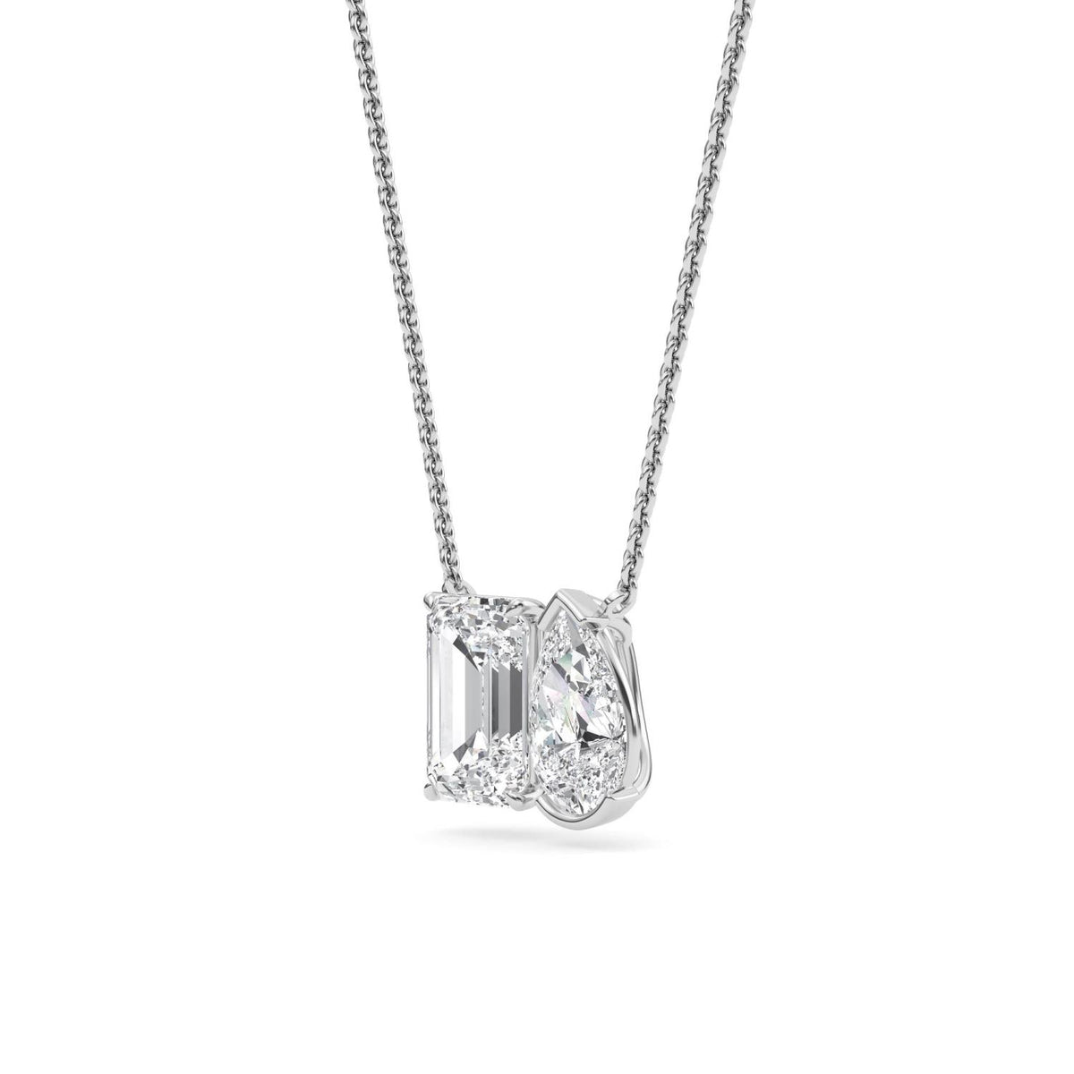 White Gold / Lab Grown Diamond Toi et Moi Pendant