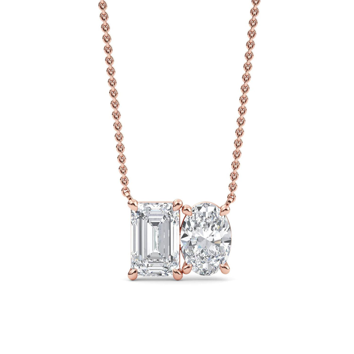 Rose Gold / Lab Grown Diamond Toi et Moi Pendant