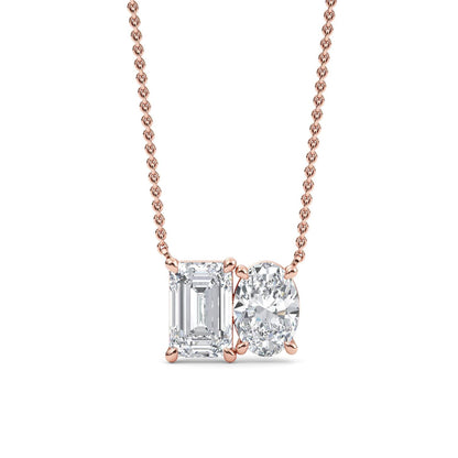 Rose Gold / Lab Grown Diamond Toi et Moi Pendant